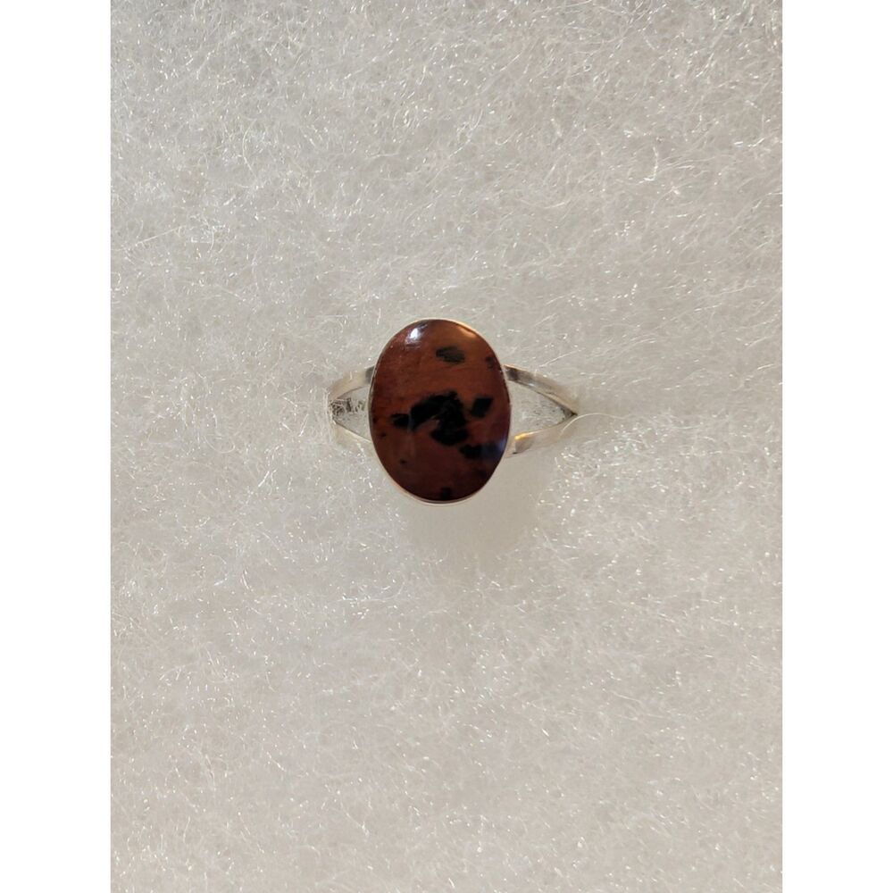 Vintage Taxco Mexico Sterling Silver Mahogany Obsidian Ring Sterling Size 4.5